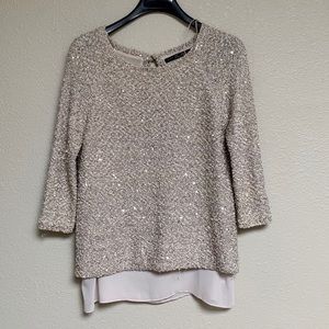 Zara embroidered studded top M